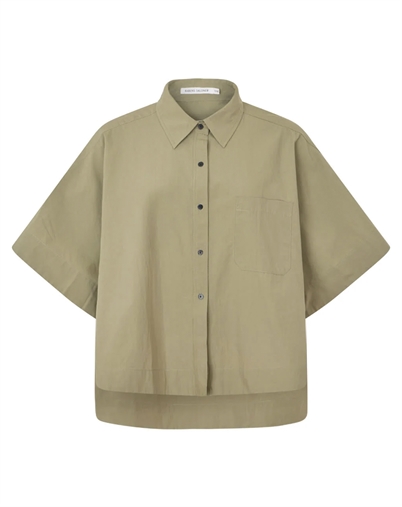 Rabens Saloner - Berte Poplin Curved Hem Skjorte - Vertiver